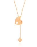 Gargantilha Gravata Bolinhas Coração Mãe Cravejado Cristal Banhado a Ouro 18K - 45 cm