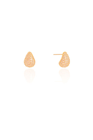 Brinco Gota Cravejada Cristal Banhado a Ouro 18K