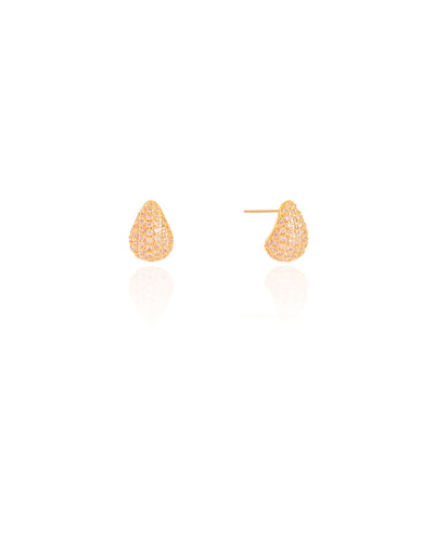 Brinco Gota Cravejada Cristal Banhado a Ouro 18K