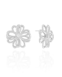 Brinco Flor Dupla Ponto de Luz Cristal Ródio Branco