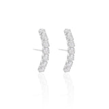 Ear Hook Sete Zircônias Cravejadas Cristal Ródio Branco