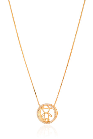 Gargantilha Filho Menino Cravejado Cristal Banhado a Ouro 18K - 45 cm