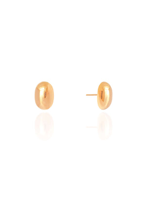 Brinco Oval Liso 1.2 cm Banhado a Ouro 18K