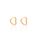 Brinco Argola Click Coração Cravejado Cristal 1.6 cm Banhado a Ouro 18K