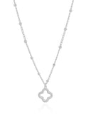 Gargantilha Elos Bolinhas Flor Cravejada Cristal Ródio Branco - 45 cm