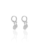 Brinco Argola Click Gotas Zircônias 2.5 cm Ródio Branco