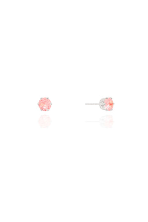 Brinco Ponto de Luz Safira Rosa 5 mm Ródio Branco