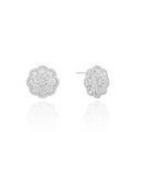Brinco Flor Cravejado Cristal 1.7 cm Ródio Branco