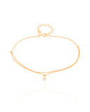 Tornozeleira Veneziana Dupla Ponto de Luz Cristal Banhado a Ouro 18K