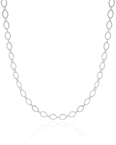 Choker Elos Losango 4 mm Ródio Branco - 35 cm