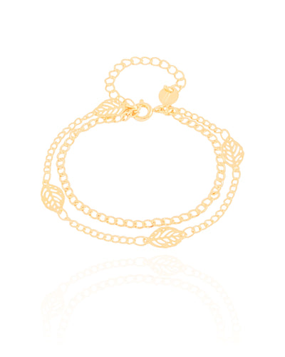 Pulseira Grumet com Folhas Banhado a Ouro 18K