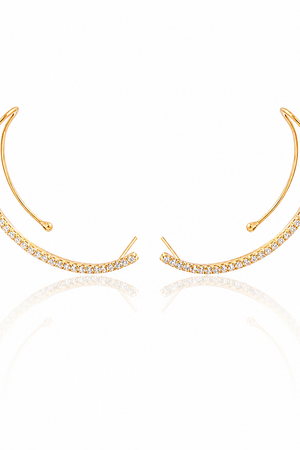Ear Cuff Cravejado Cristal Banhado a Ouro 18K