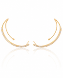 Ear Cuff Cravejado Cristal Banhado a Ouro 18K