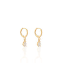 Brinco Argola Click Gota Cristal 2.1 cm  Banhado a Ouro 18K