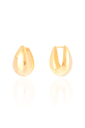 Brinco Argola Click Gota Lisa 2.6 cm Banhado a Ouro 18K