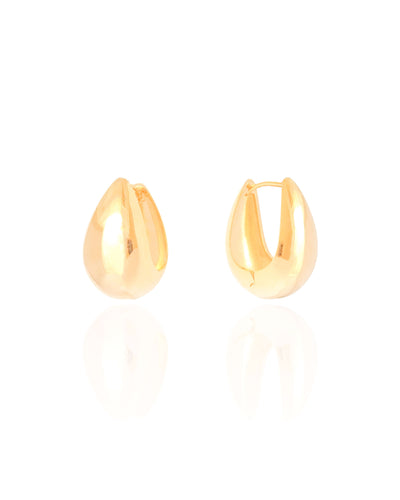 Brinco Argola Click Gota Lisa 2,6 cm Banhado a Ouro 18K