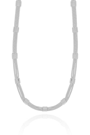 Choker Veneziana Tripla Detalhada Ródio Branco