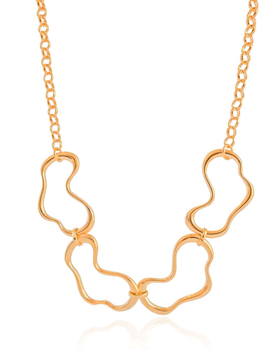 Colar Elos Portugueses Orgânico Vazado Banhado a Ouro 18K - 42 cm