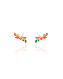 Brinco Ear Cuff Cristais Coloridos Banhado a Ouro 18K