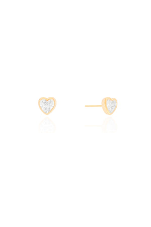 Brinco Ponto de Luz Coração Cristal Banhado a Ouro 18K