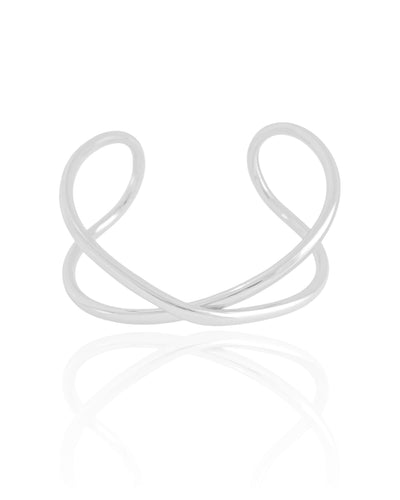 Bracelete Tubo X Liso Ródio Branco