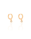 Brinco Argola Click Lisa Ponto de Luz Cristal 2.0 cm Banhado a Ouro 18K