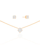 Conjunto Ponto de Luz Cristal Banhado a Ouro 18K