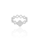 Anel Flor Cravejada Cristal Tamanho 20 Ródio Branco