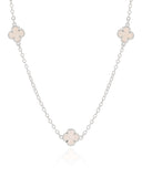Choker Elos Trevos Tom Madrepérola 1.0 cm Ródio Branco