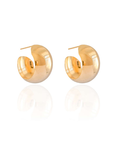 Brinco Argola Abaulada Lisa 2,3 cm Banhado a Ouro 18K