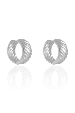 Brinco Argola Click Frisada Lisa 2.1 cm Ródio Branco