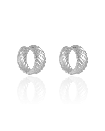 Brinco Argola Click Frisada Lisa 2,1 cm Ródio Branco