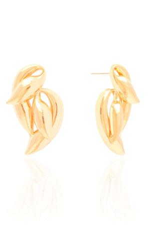 Brinco Orgânico Duplo Liso 4.3 cm Banhado a Ouro 18K