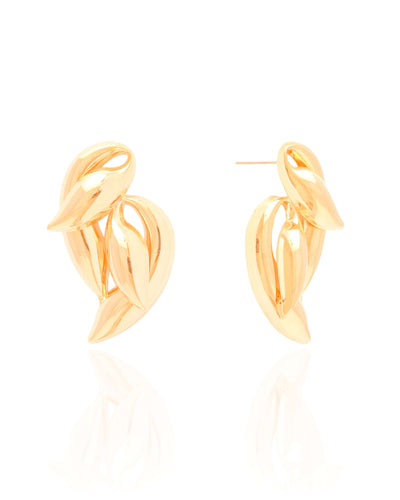 Brinco Orgânico Duplo Liso 4,3 cm Banhado a Ouro 18K