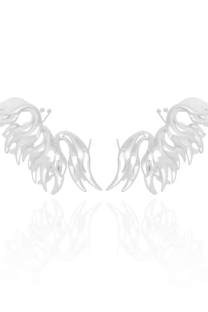 Brinco Ear Cuff Asa Lisa 6.5 cm Ródio Branco