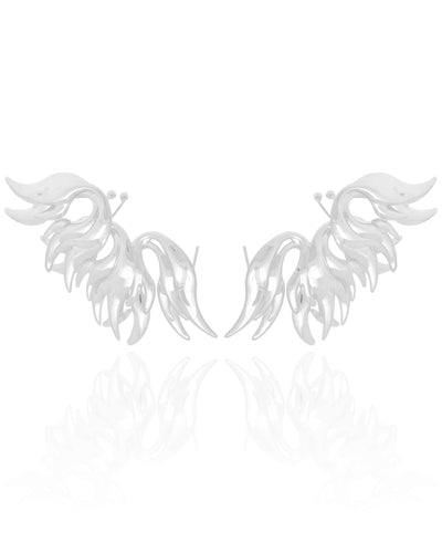 Brinco Ear Cuff Asa Lisa 6,5 cm Ródio Branco