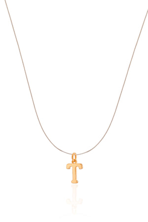 Choker Nylon Letra T Banhado a Ouro 18K