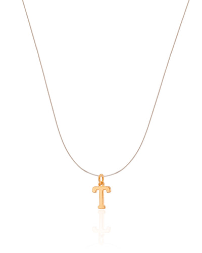 Choker Nylon Letra T Banhado a Ouro 18K - 35 cm