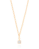 Gargantilha Elos Ponto de Luz Quadrado Cristal Banhado a Ouro 18K - 40 cm