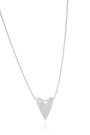 Gargantilha Veneziana Coração Liso Ponto de Luz Cristal Ródio Branco - 45 cm