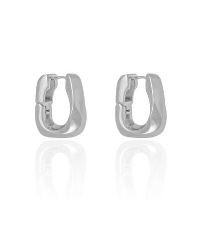 Brinco Argola Quadrada Torcida 2,5 cm Ródio Branco