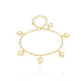 Pulseira Elos Corações Zircônia Cristal Banhado a Ouro 18K