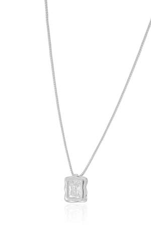 Gargantilha Veneziana Retângulo Orgânico Cristal Ródio Branco - 45 cm