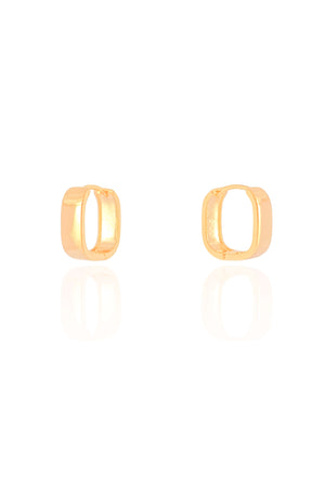 Brinco Argola Click Quadrada Reta Lisa 1.4 cm Banhado a Ouro 18K