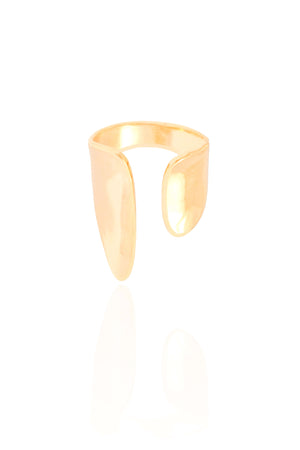 Anel Ajustável Tamanho G Orgânico Liso Banhado a Ouro 18K