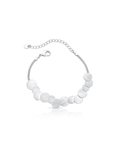 Pulseira Veneziana Achatada com Plaquinhas Escovadas Redondas