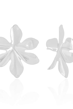 Brinco Flor Lisa Ródio Branco