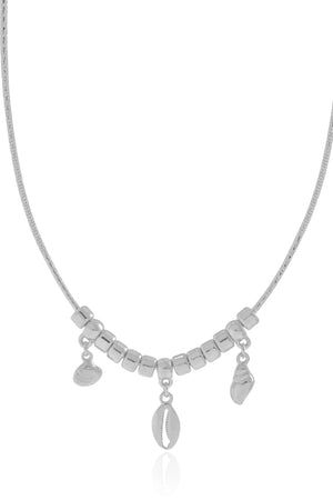 Aro Flexível Pingentes Búzios Ródio Branco - 40 cm