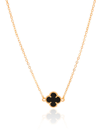 Choker Elos Trevo Preto Banhado a Ouro 18K - 33 cm