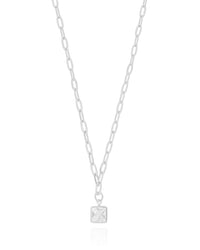 Gargantilha Elos Ponto de Luz Quadrado Cristal Ródio Branco - 40 cm